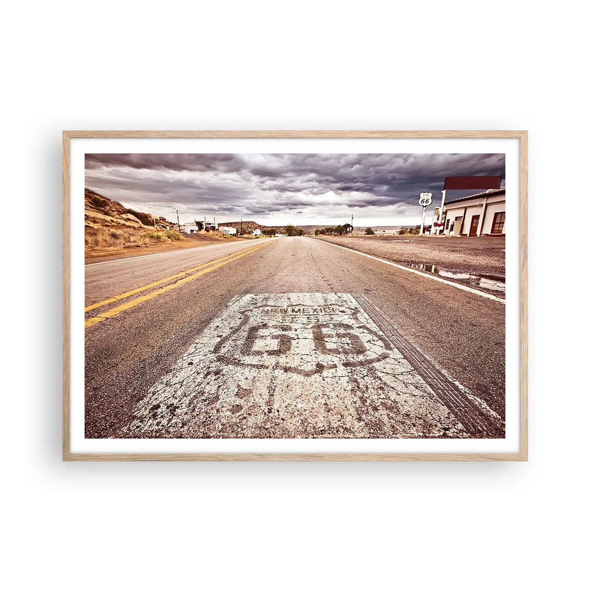 Affisch i ram av ljusek - Mother Road - amerikanska legenden - 100x70 cm