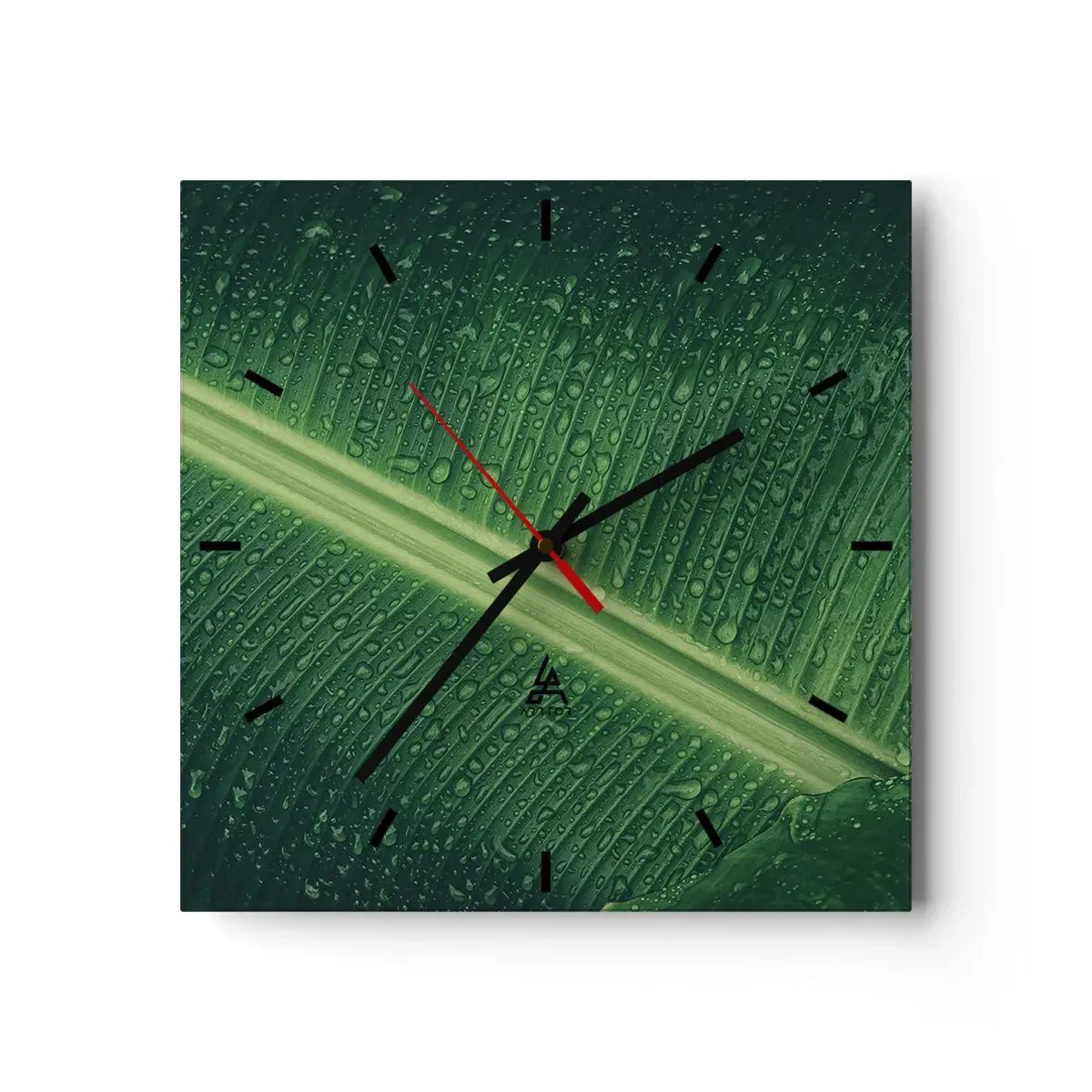 Väggklocka - Klocka på glas - Grönskans struktur - 40x40 cm
