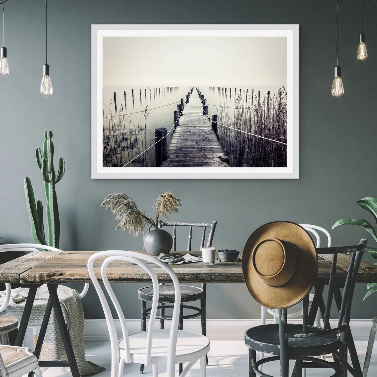 Affisch i vit ram - Fördjupa dig i frid - 70x50 cm