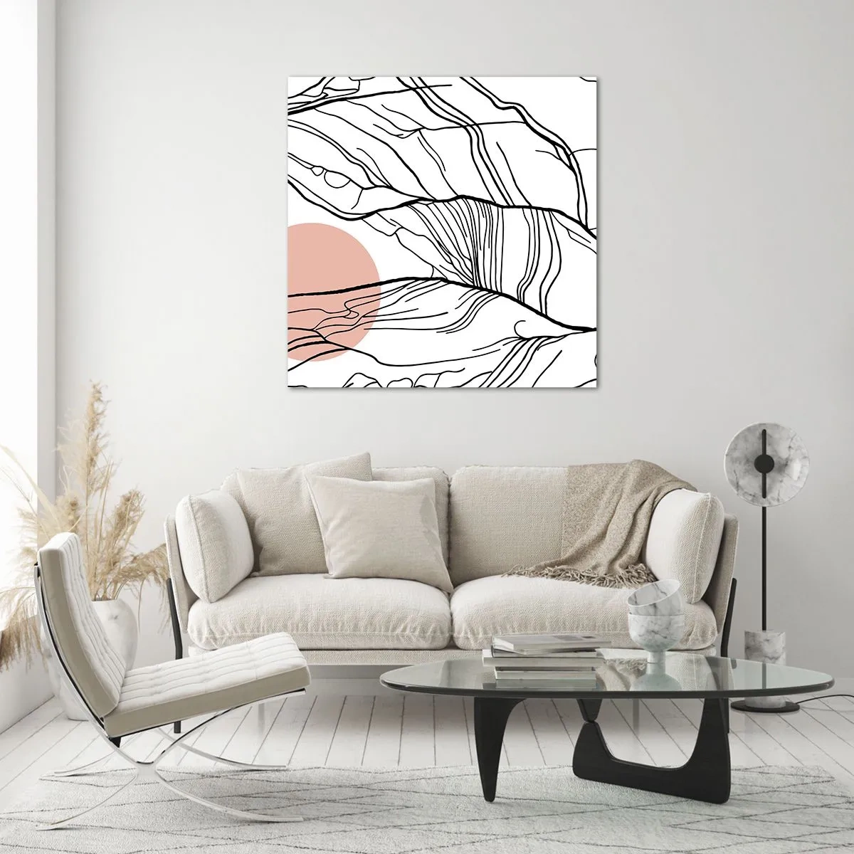 Glastavla - Bild på glas - I grenarnas nät - 60x60 cm