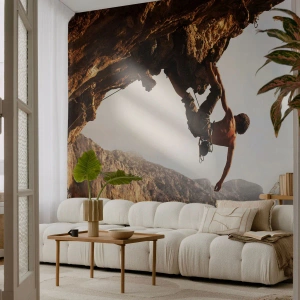 Fototapet Premium Canvas - Världen i näven - Kalymnos ö, Bergsklättring, Landskap - 500x350 cm