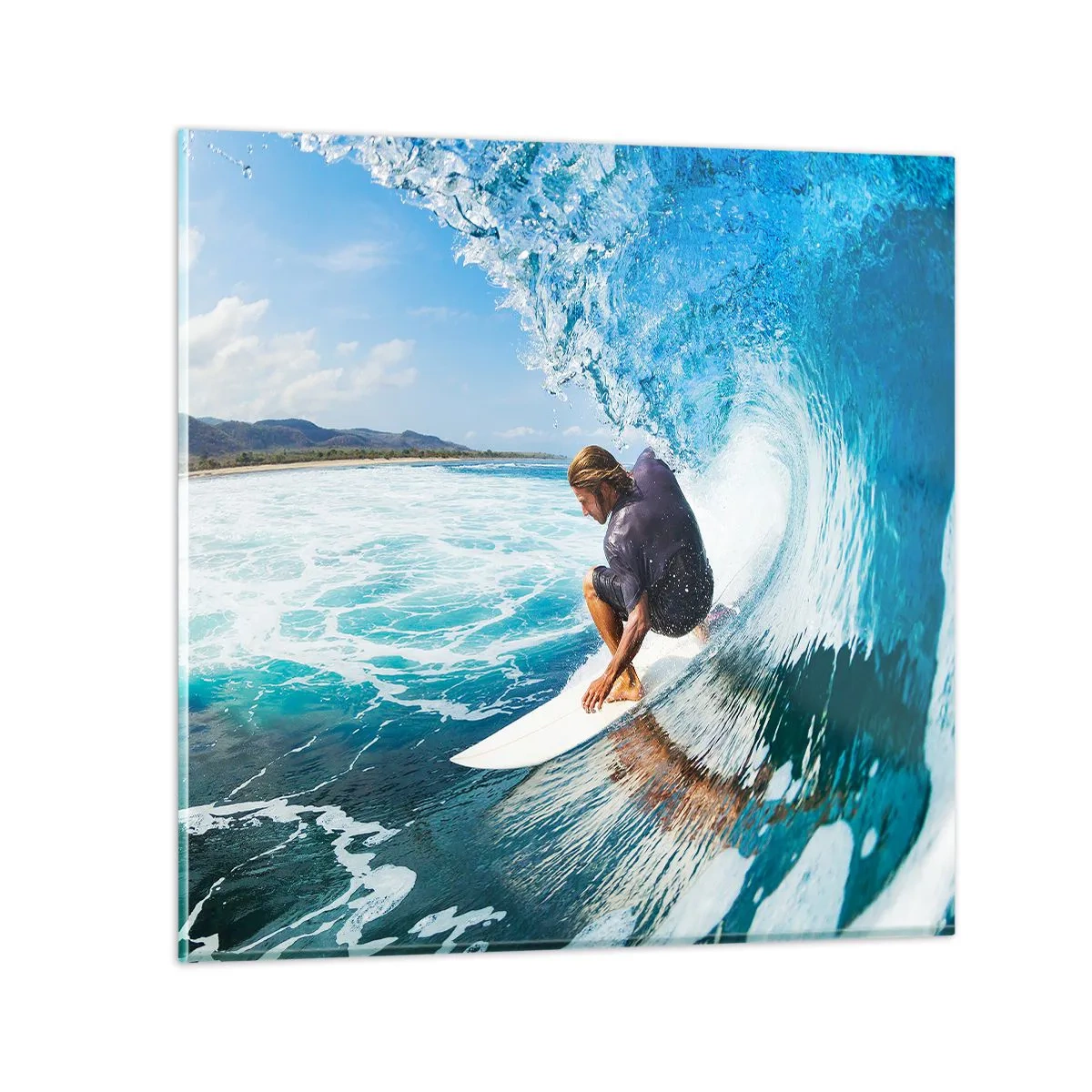 Glastavla - Bild på glas - Dansar med vågorna - 30x30 cm