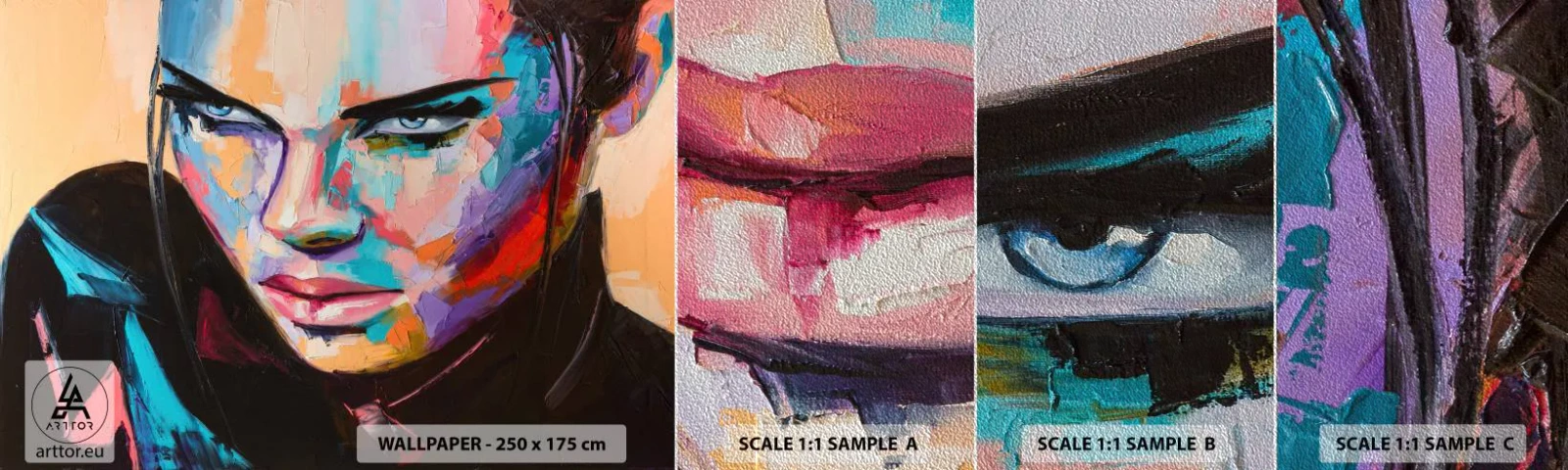 Provbit av fototapet Premium Sand - Vilt hjärta - Kvinna, Porträtt av en kvinna, Flicka - 100x30 cm