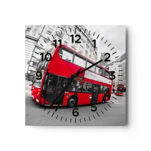 Väggklocka - Klocka på glas - Londo traditionellt - by bus - 30x30 cm