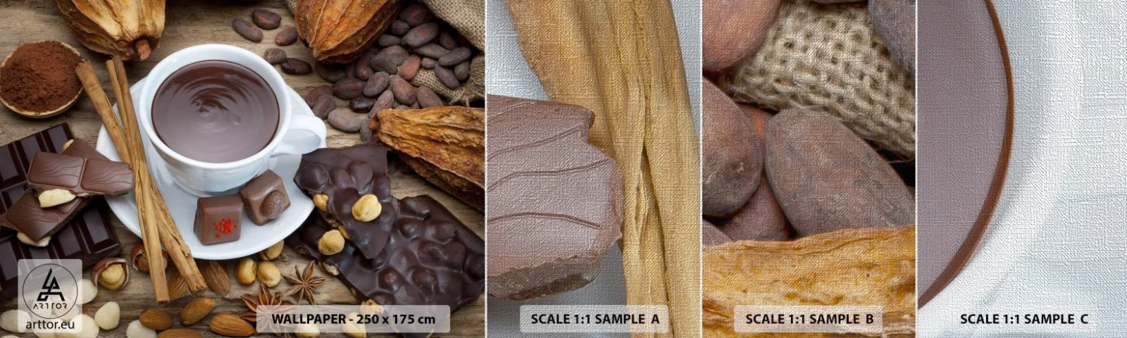 Provbit av fototapet Premium Canvas - Från sagolika chokladfabriken - Gastronomi, Choklad, Kaffe - 100x30 cm