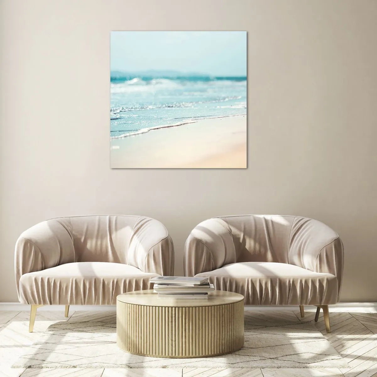 Glastavla - Bild på glas - Värme och brus - 40x40 cm