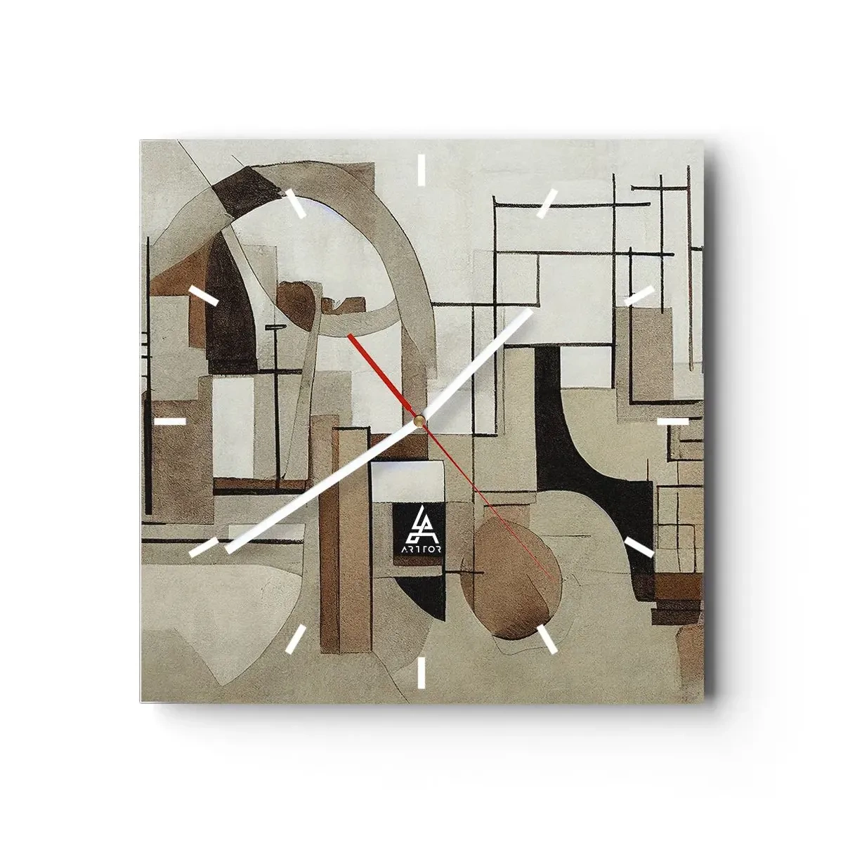 Väggklocka - Klocka på glas - Stadsbild 2.0 - 40x40 cm