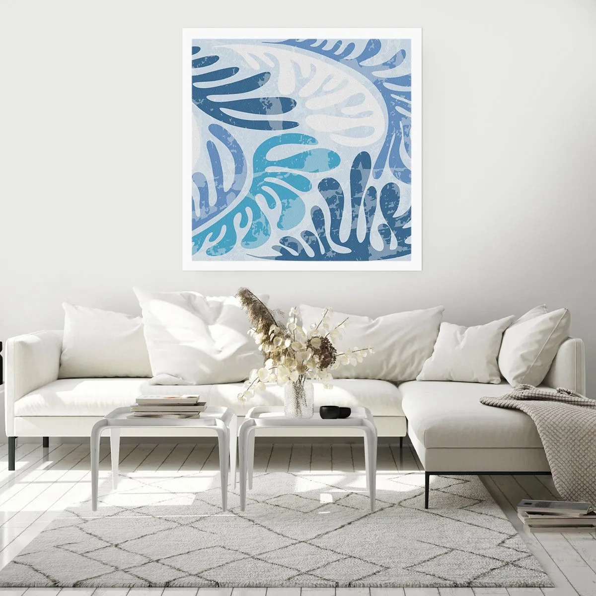 Affisch - Blåa ormbunkar - 50x50 cm