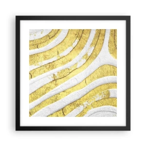 Affisch i svart ram - Komposition i vitt och guld - 40x40 cm