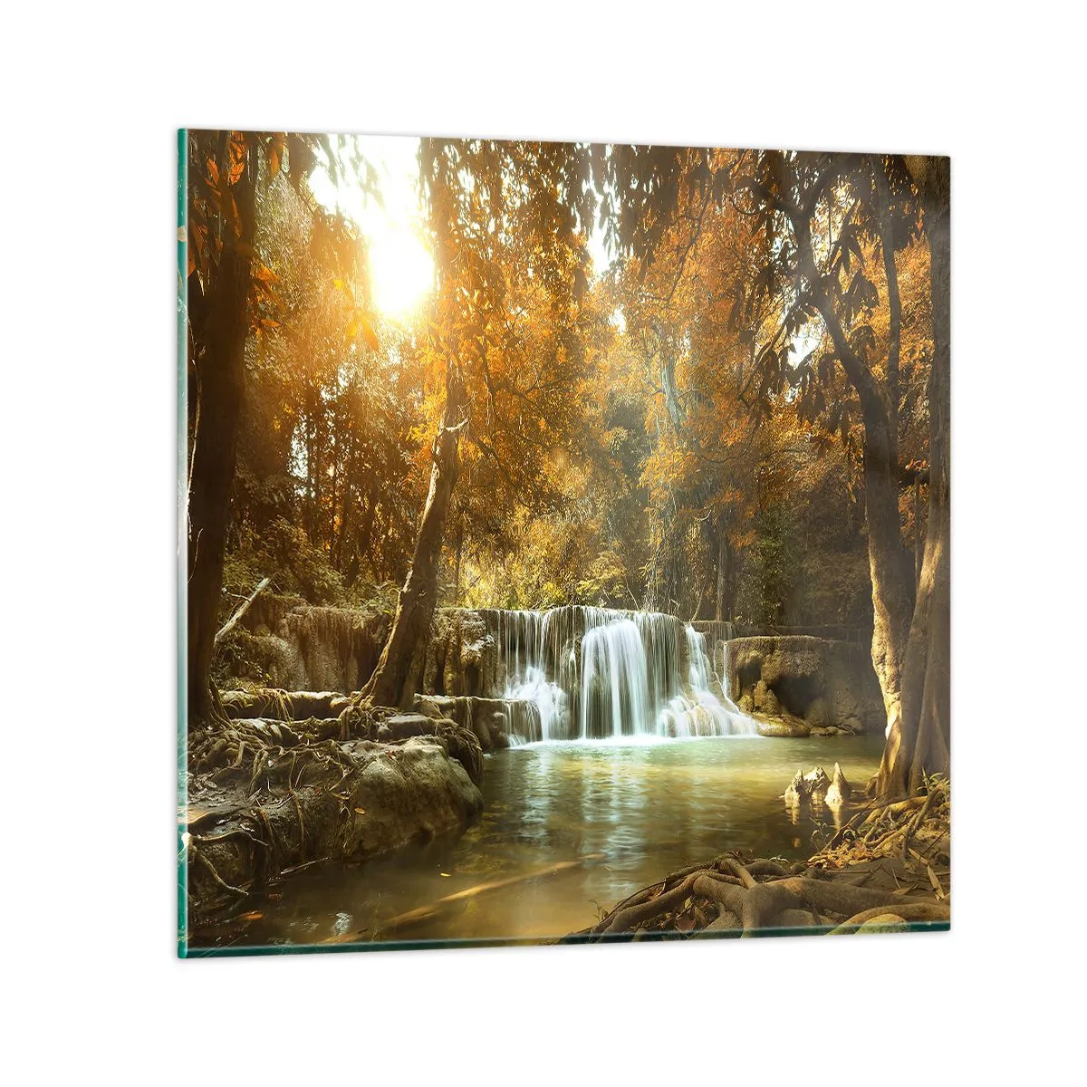Glastavla - Bild på glas - Parkkaskad - 30x30 cm