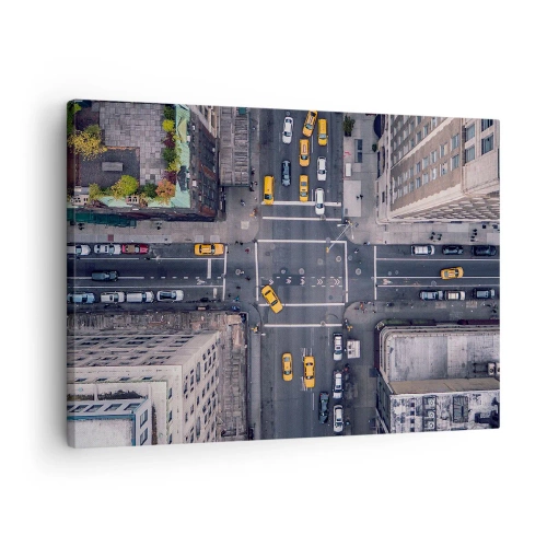 Canvastavla - Bild på duk - Flygfoto över en livlig stadsgata - 70x50cm - Enkelt val - Modern väggdekoration för vardagsrum och sovrum ARTTOR