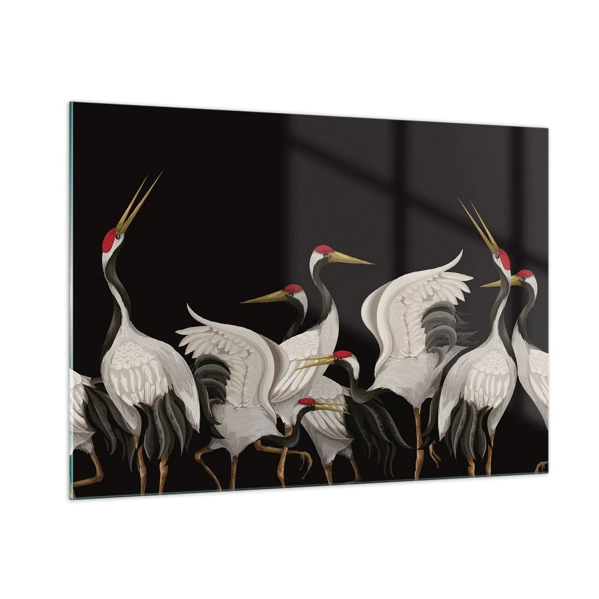 Glastavla - Bild på glas - Fågelärenden - 100x70 cm