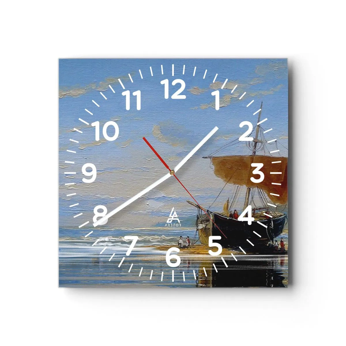 Väggklocka - Klocka på glas - Vatten, jord, luft - 40x40 cm