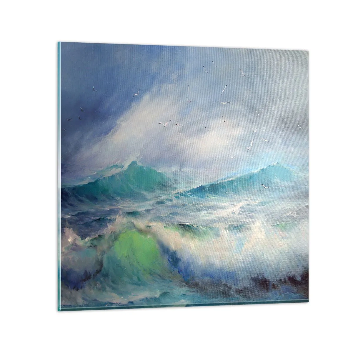 Glastavla - Bild på glas - "Orkanen vrålade med triumf…' - 50x50 cm