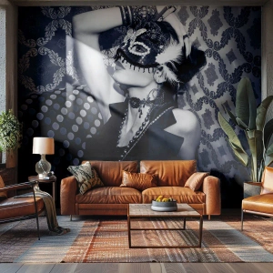 Fototapet Premium Canvas - Dekorationer, prydnader, nyanser... - Kvinna, Venetiansk mask, Modell - 400x280 cm