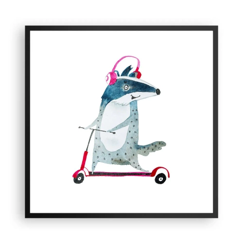 Affisch i svart ram - Grävlingens glädje - 60x60 cm