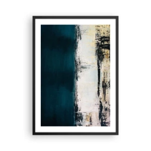 Affisch i svart ram - Abstrakt komposition i marinblå och beige toner - 50x70cm - Horisontell komposition - Modern väggdekoration för vardagsrum och sovrum ARTTOR