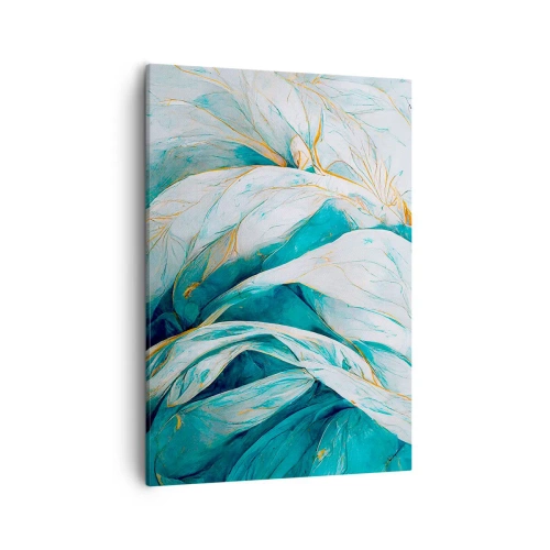 Canvastavla - Bild på duk - Blå abstraktion med guldmotiv - 50x70 cm
