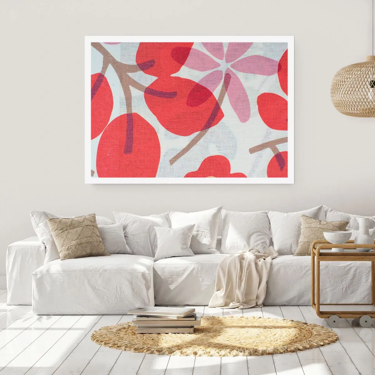 Affisch - Blomsterkomposition i rosa - 70x50 cm