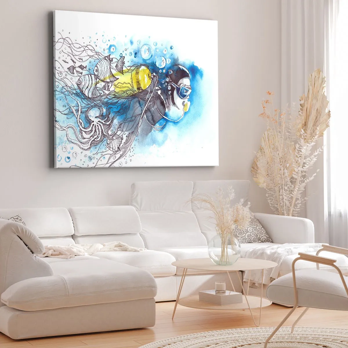 Canvastavla - Bild på duk - Det stora blåa - 100x70 cm