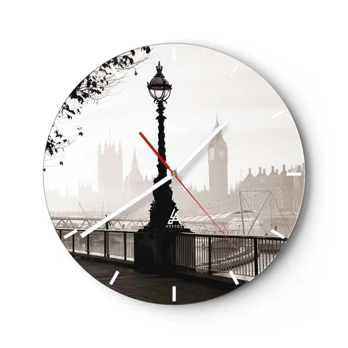Väggklocka - Klocka på glas - Morgon i London - 30x30 cm