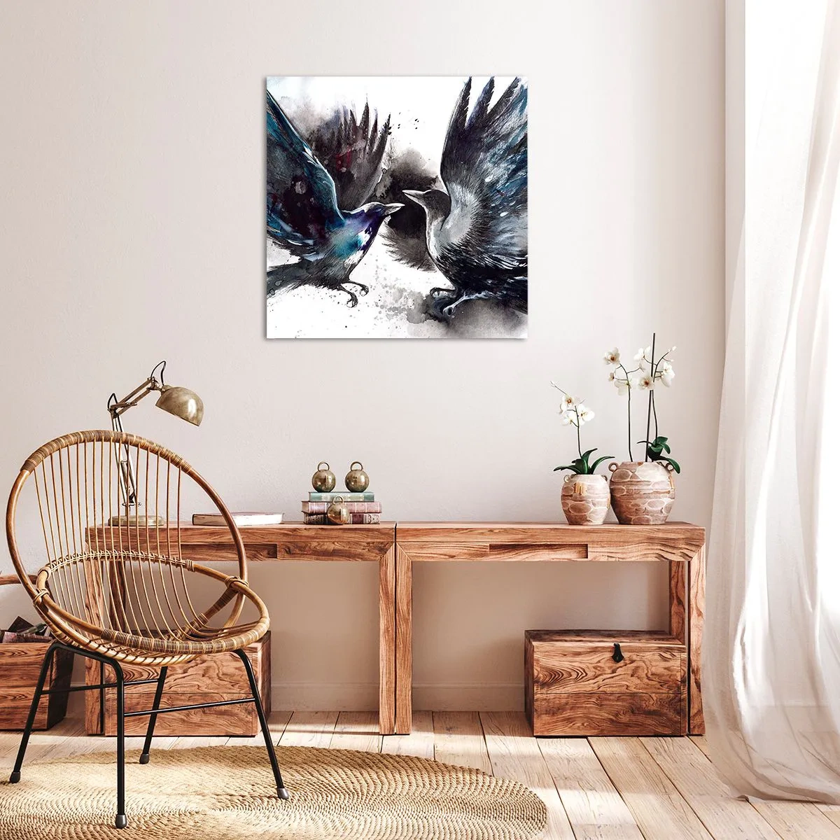 Canvastavla - Bild på duk - Som två korpar... - 60x60 cm