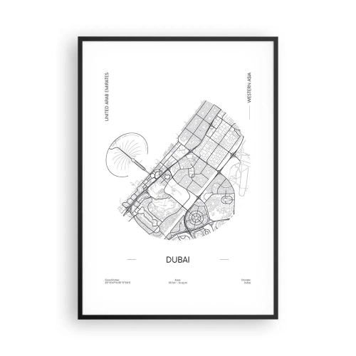 Affisch i svart ram - Dubais anatomi - 70x100 cm