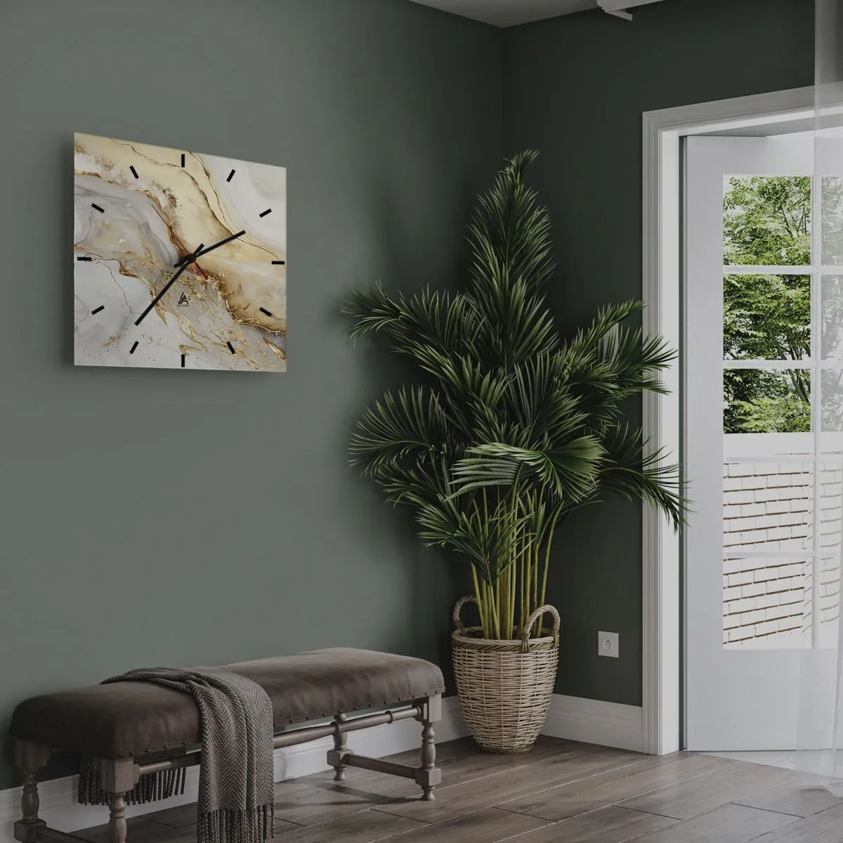 Väggklocka - Klocka på glas - Abstraktion: skönhet och godhet - 30x30 cm