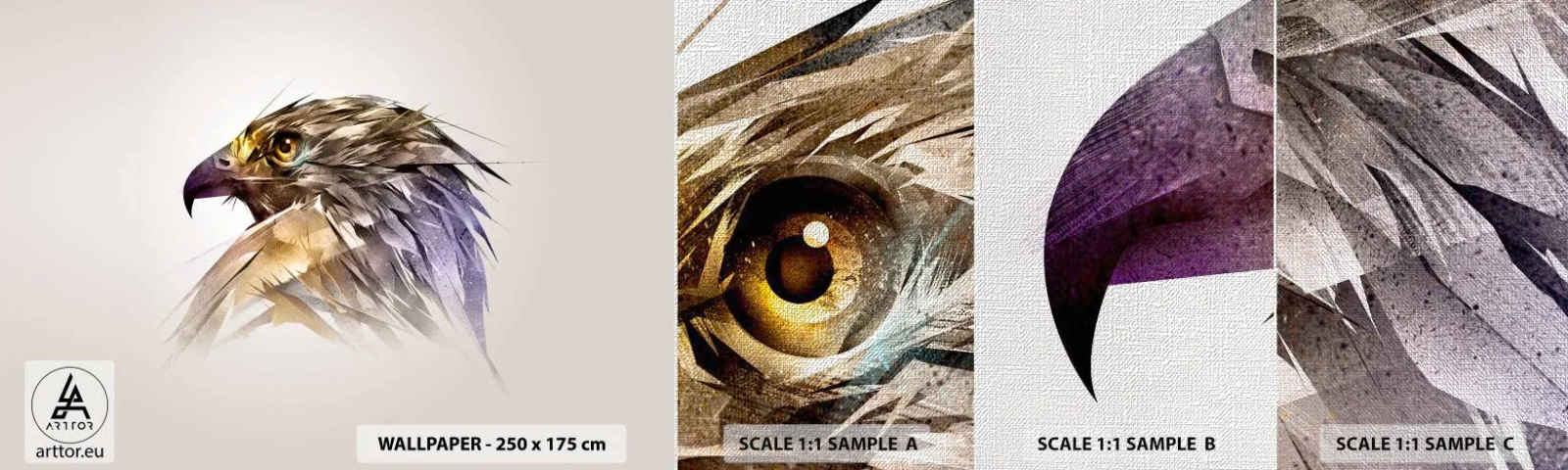 Provbit av fototapet Premium Canvas - En kämpes porträtt - Abstraktion, Örn, Fågel - 100x30 cm