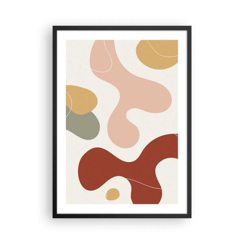 Affisch i svart ram - En abstrakt komposition i varma pastellfärger. - 50x70cm - Ornamental zig-zack? - Modern väggdekoration för vardagsrum och sovrum ARTTOR