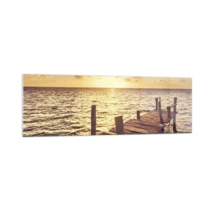 Glastavla - Bild på glas - Gyllene mildhetslandskap - 160x50 cm