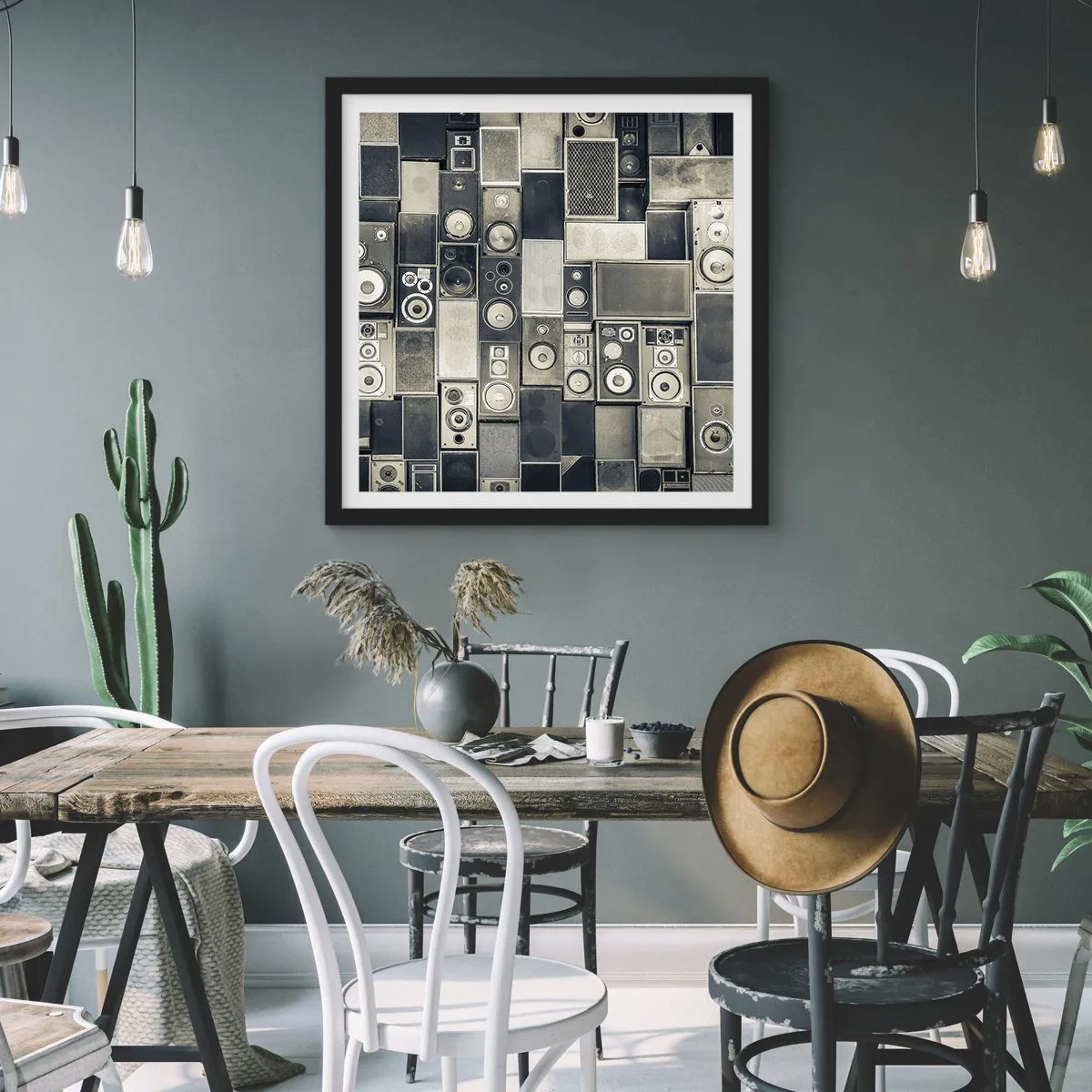 Affisch i svart ram - Allt väl - 60x60 cm