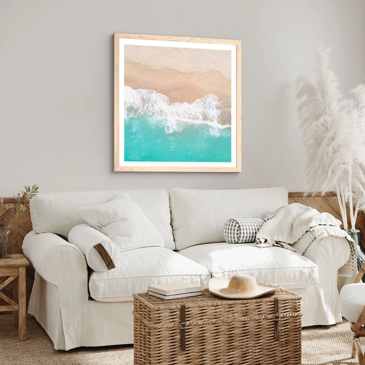 Affisch i ram av ljusek - Smekande beröring - 60x60 cm