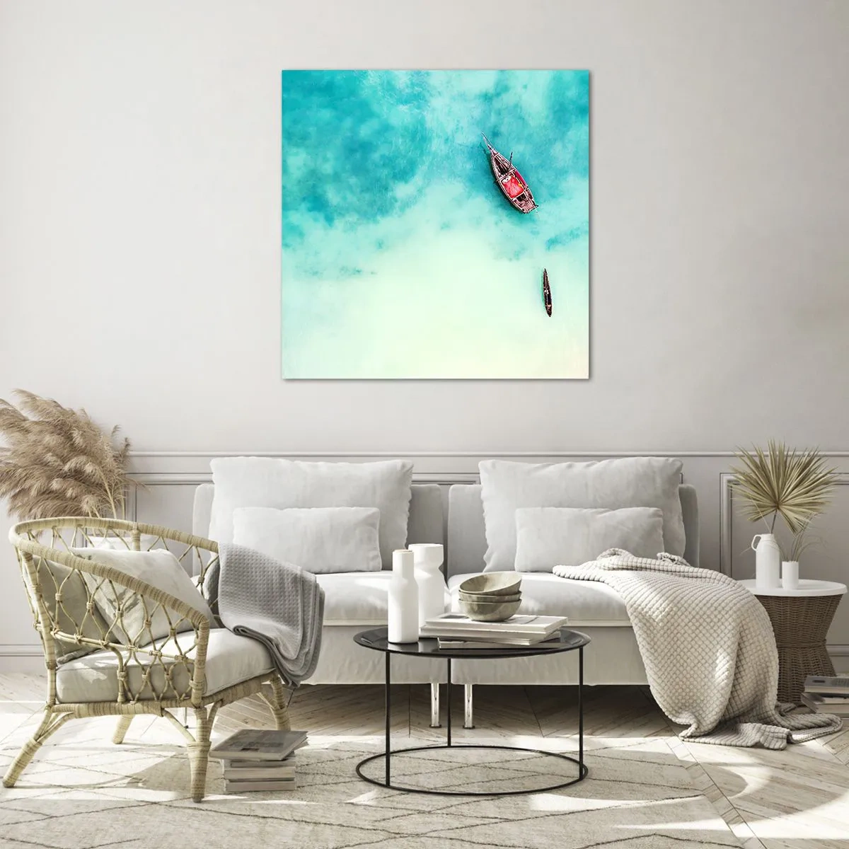 Glastavla - Bild på glas - Högvatten på stranden i Zanzibar… - 30x30 cm