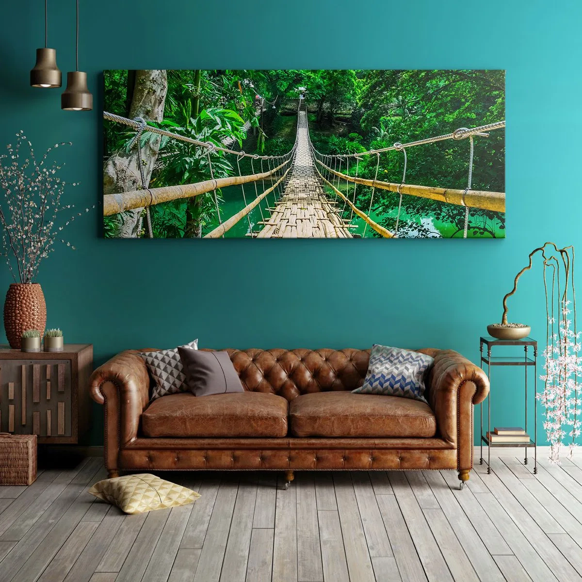 Canvastavla - Bild på duk - Apbro över grönskan - 100x40 cm