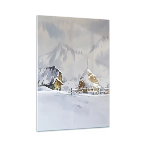 Glastavla - Bild på glas - I snödalen - 50x70 cm