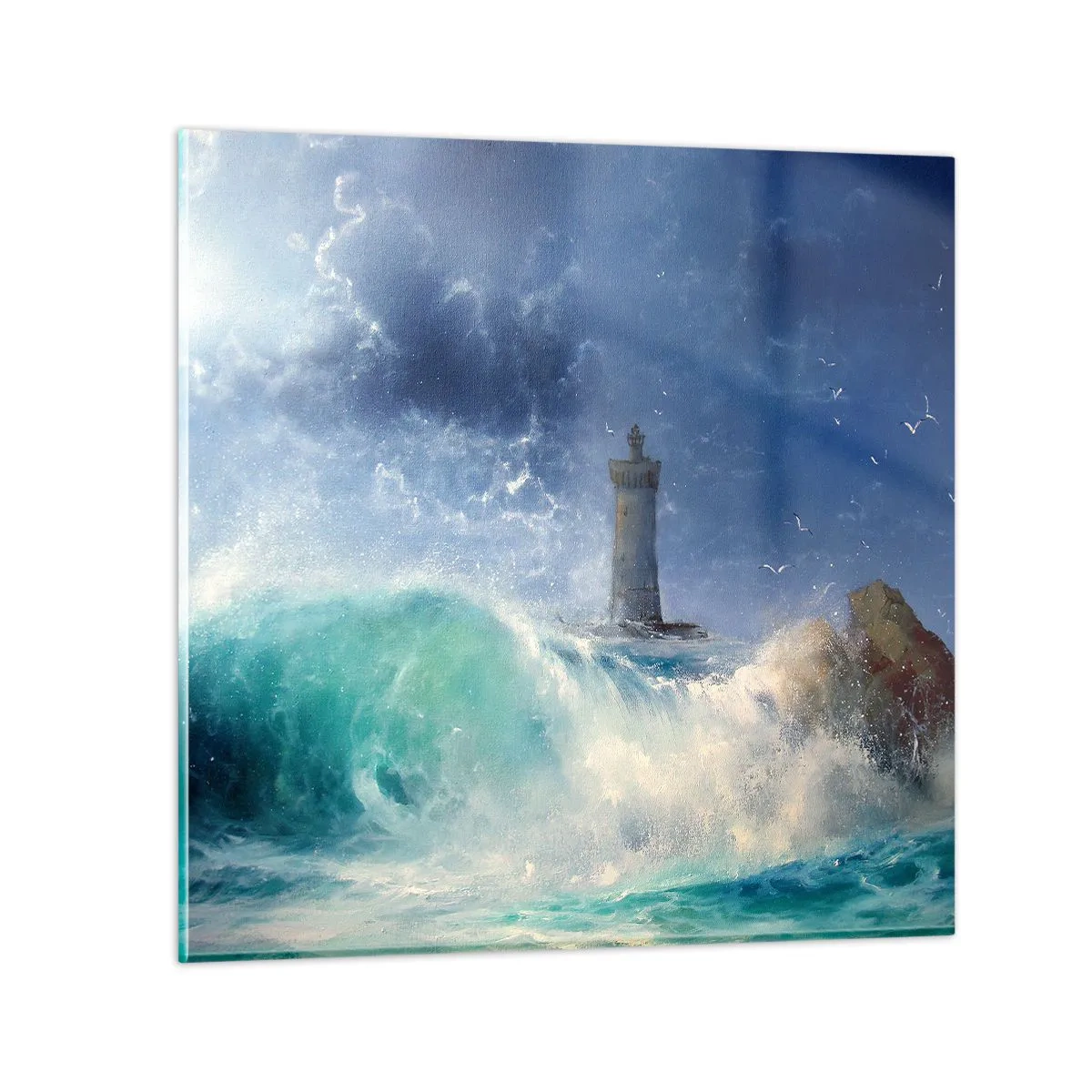 Glastavla - Bild på glas - På vakt mot elementen - 60x60 cm