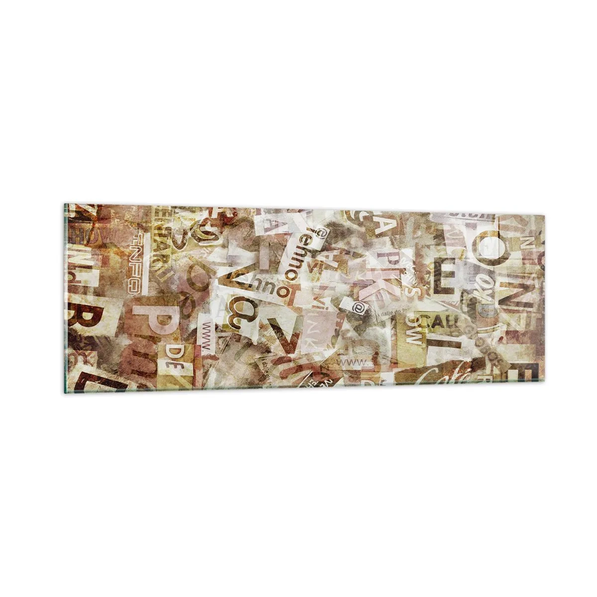 Glastavla - Bild på glas - Snacket reduceras till enstaka bokstäver - 90x30 cm