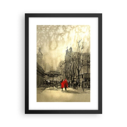 Affisch i svart ram - Träff i London-dimman - 30x40 cm