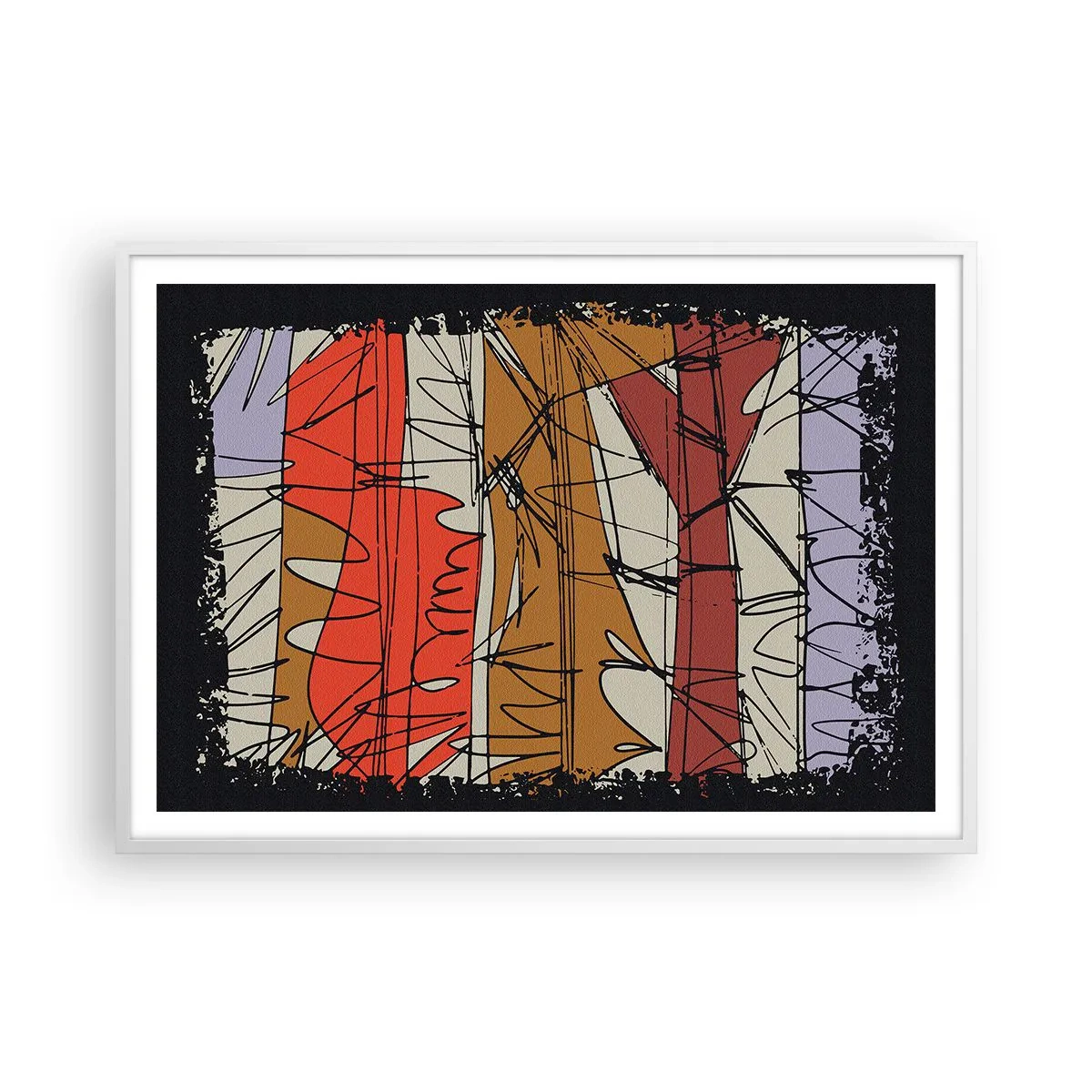 Affisch i vit ram - Spontan komposition - 100x70 cm