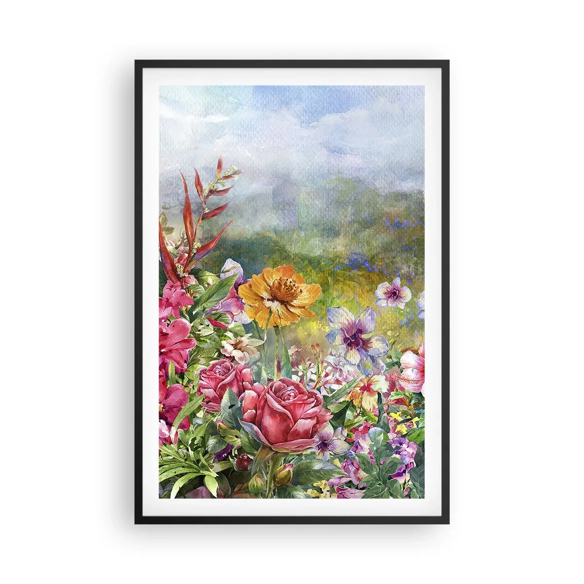 Affisch i svart ram - En trädgård som blivit galen - 61x91 cm