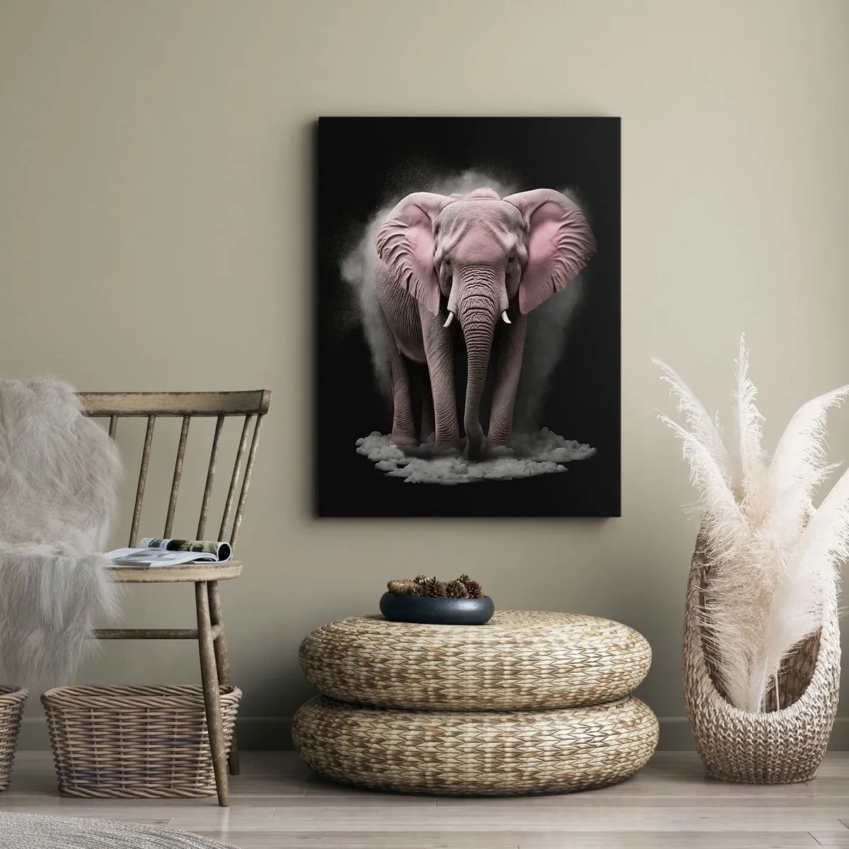 Canvastavla - Bild på duk - Tänk inte på en rosa elefant! - 50x70 cm