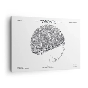 Canvastavla - Bild på duk - En karta över Toronto i minimalistisk svartvit stil - 70x50cm - Torontos anatomi - Modern väggdekoration för vardagsrum och sovrum ARTTOR