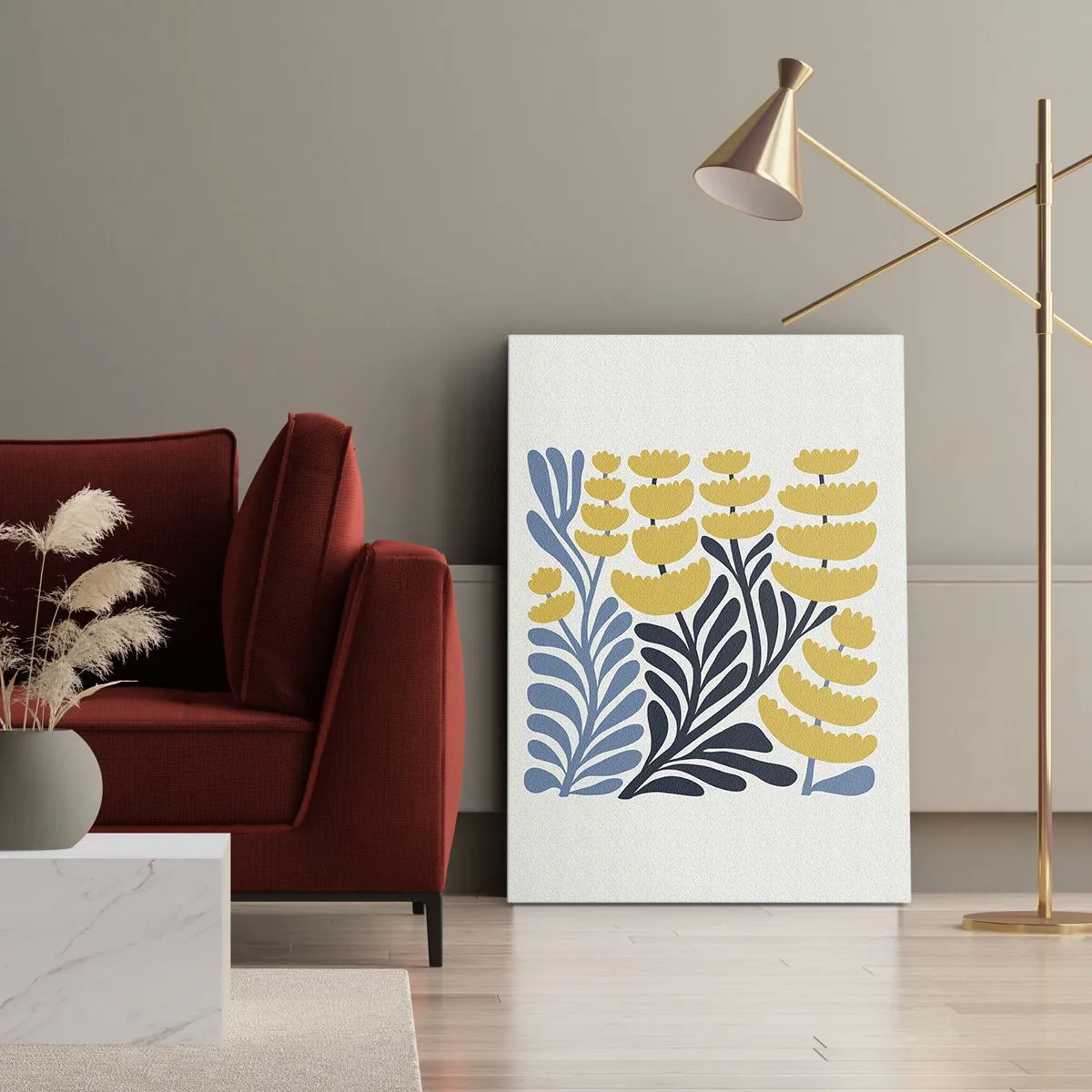 Canvastavla - Bild på duk - Solig rabatt - 55x100 cm