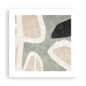 Affisch - Komposition med svart motiv - 40x40 cm