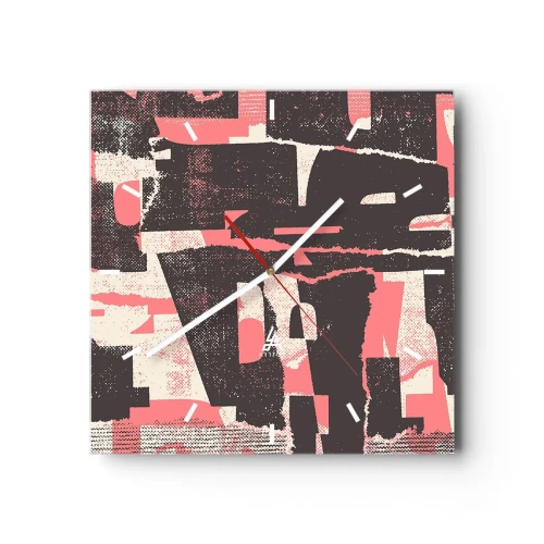 Väggklocka - Klocka på glas - Allt liv och rörelse - 40x40 cm