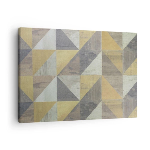 Canvastavla - Bild på duk - Geometrisk komposition av trianglar i jordnära nyanser - 70x50cm - Under triangelns vinkel - Modern väggdekoration för vardagsrum och sovrum ARTTOR