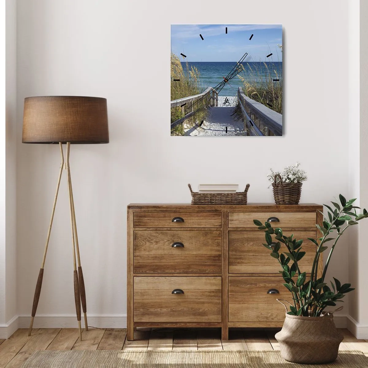 Väggklocka - Klocka på glas - I solen, i vinden - 40x40 cm