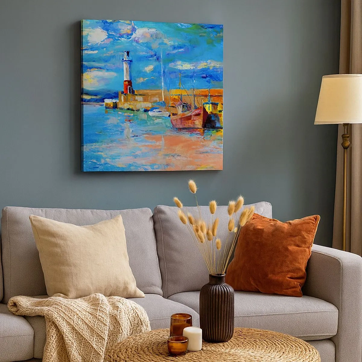 Canvastavla - Bild på duk - Eftermiddag i regnbågsviken - 30x30 cm