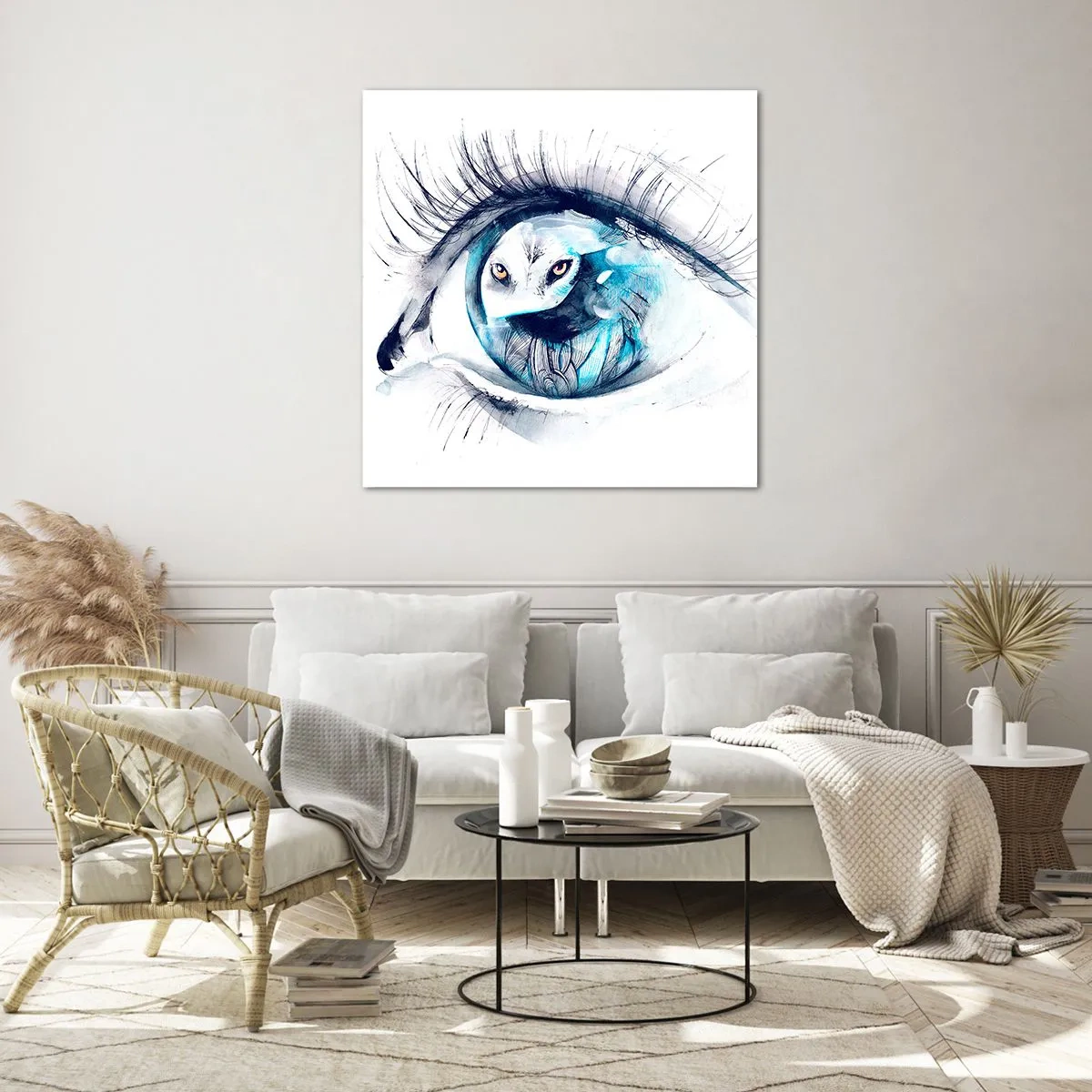 Glastavla - Bild på glas - Öga mot öga med det vilda - 70x70 cm